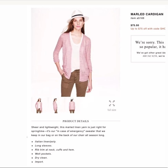 J. CREW Marled Linen Knit Cardigan Sweater Coral Pink Orange VNeck Layering Knit - Picture 6 of 10